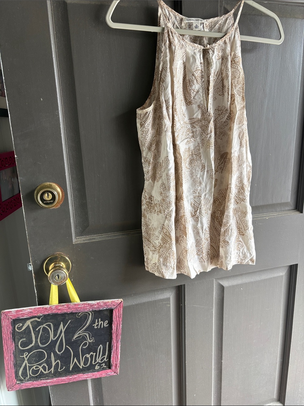 Banana Republic Lightweight silk Beige Paisley Halter Tank Top